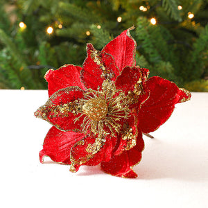 Glimmera Set of 5 Glitter Christmas Stunning Artificial Flowers