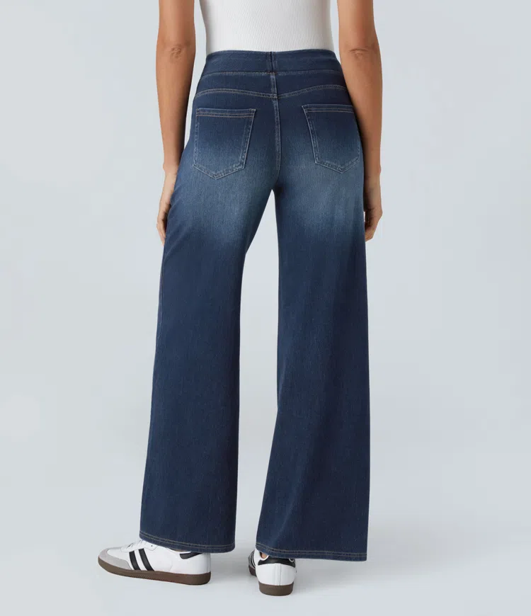 Quinn Super Stretch High-Waisted Wide Leg Jeans