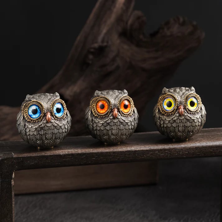 Hootie Bronze Lucky Owl Guardian Figurine | Set of 3 PCS