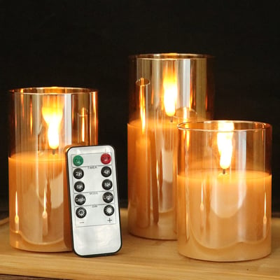 Flamelite Flickering LED Candle Set Of 3 with remote control