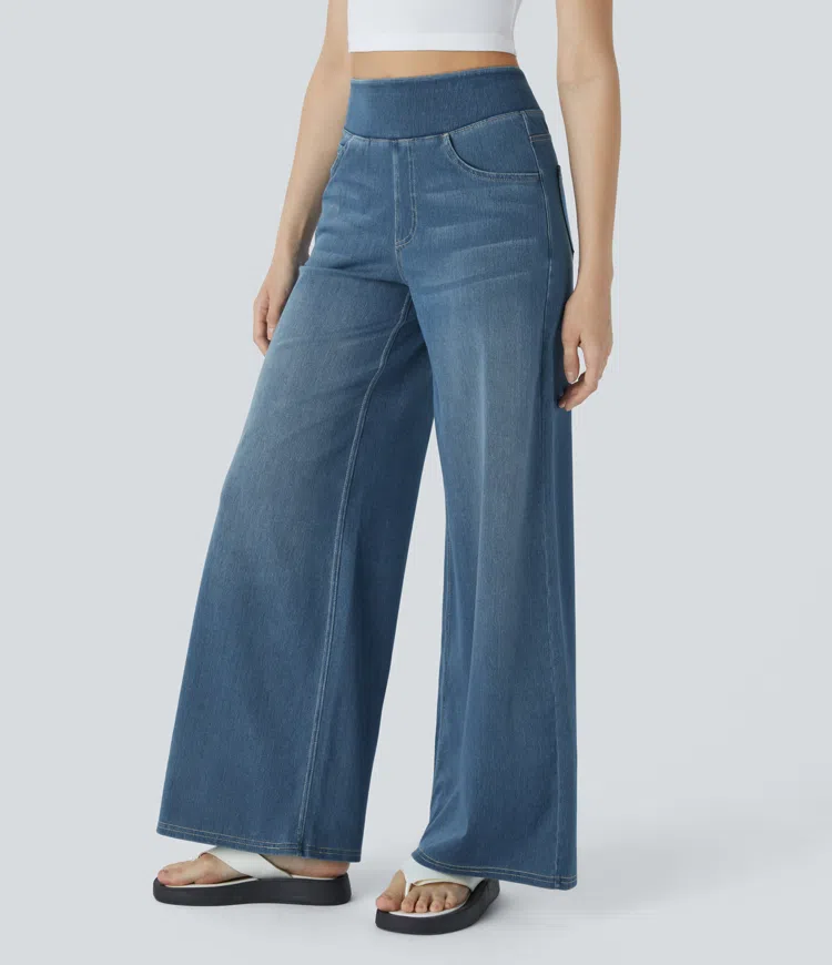 Quinn Super Stretch High-Waisted Wide Leg Jeans