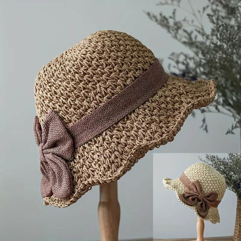 Strabow Foldable Straw Hat with Bow