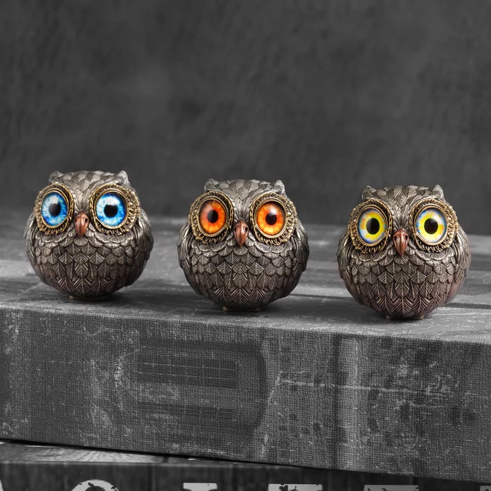 Hootie Bronze Lucky Owl Guardian Figurine | Set of 3 PCS