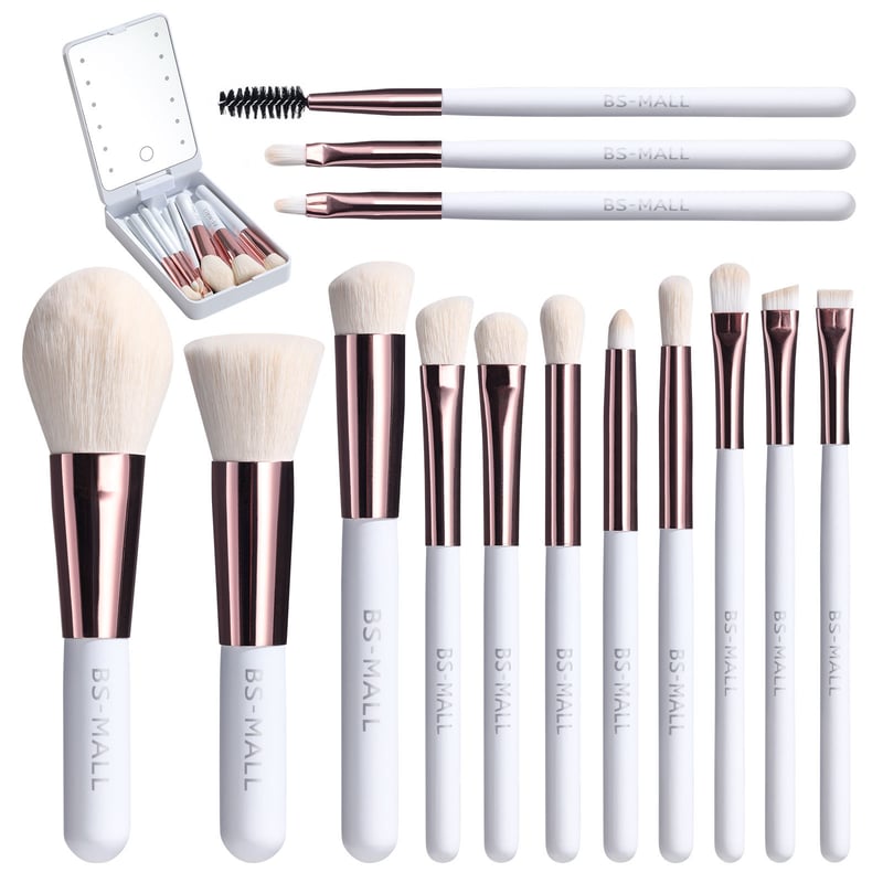 Sparkleve Travel Makeup Brush Set with LED Light Mirror