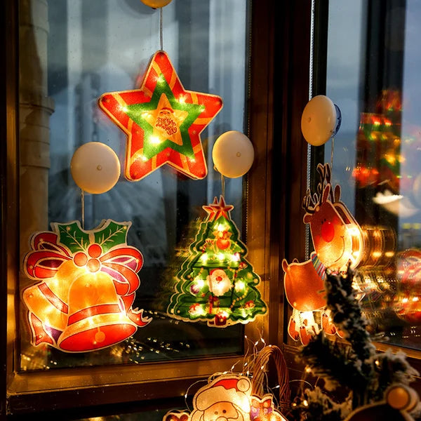 Christmas Window Decoration Light with Suction Cup - Set of 6