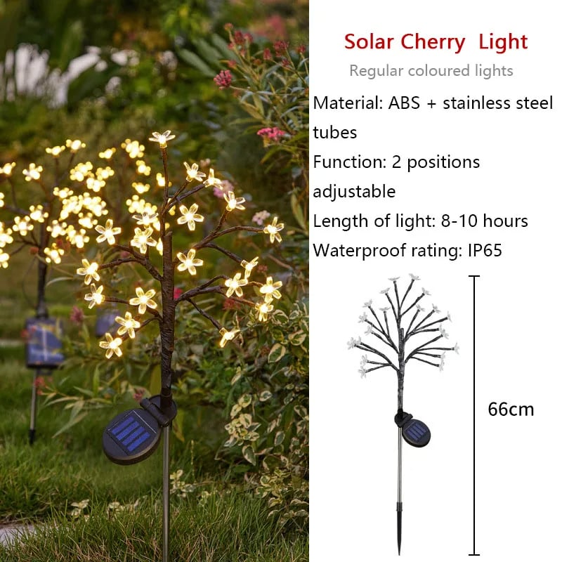 Yardazzle 26-Inch Outdoor Waterproof Multicolor Cherry Blossom Solar Garden Lights - Duo Pack