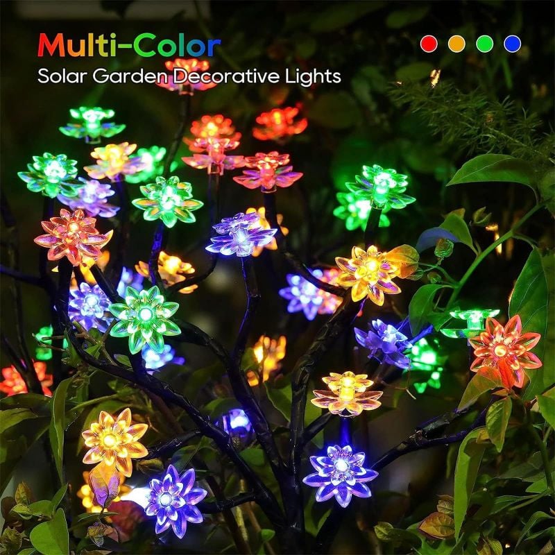 Yardazzle 26-Inch Outdoor Waterproof Multicolor Cherry Blossom Solar Garden Lights - Duo Pack