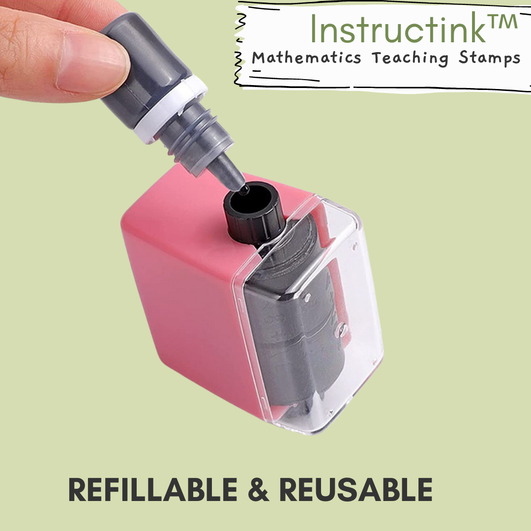 Instructink™ Refillable Mathematics Teaching Stamp Set | Incl. Ink