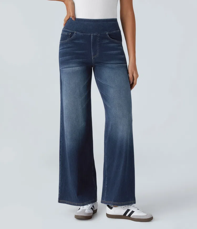 Quinn Super Stretch High-Waisted Wide Leg Jeans