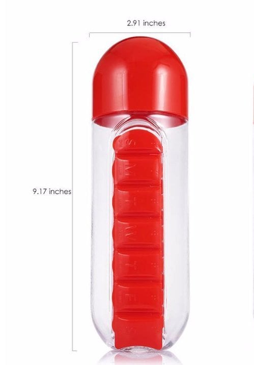 Fillpill Water Bottle With Weekly Pillbox