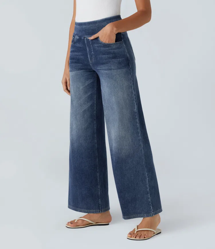 Quinn Super Stretch High-Waisted Wide Leg Jeans