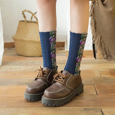 Retroses™ Vintage Embroidered Floral Socks | 5 PAIRS