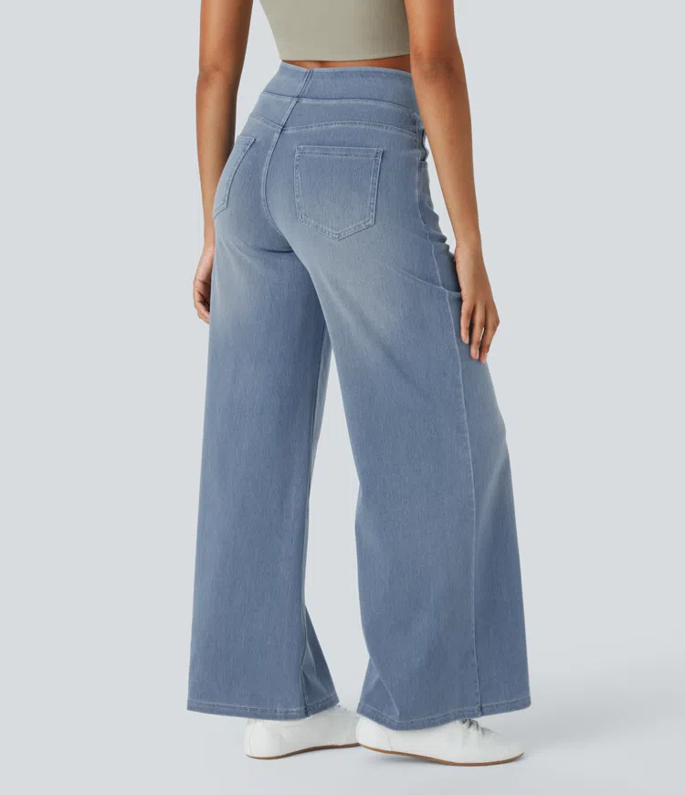 Quinn Super Stretch High-Waisted Wide Leg Jeans