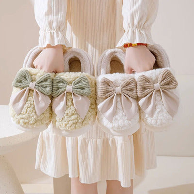 Bowow Fluffy Slippers with Big Bow