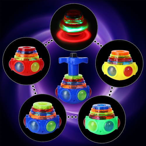 Spinova Musical Flashing Spinner Toys with Launcher - Set of 3