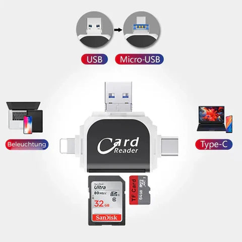 Multiplexor 4-in-1 Universal SD/TF Card Reader