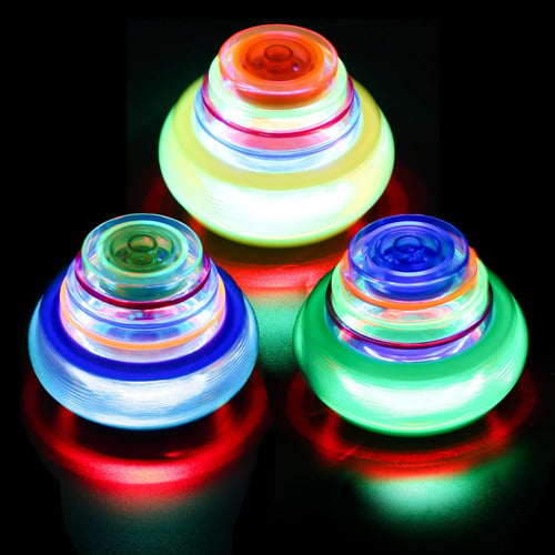 Spinova Musical Flashing Spinner Toys with Launcher - Set of 3