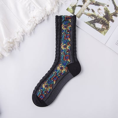 Retroses™ Vintage Embroidered Floral Socks | 5 PAIRS