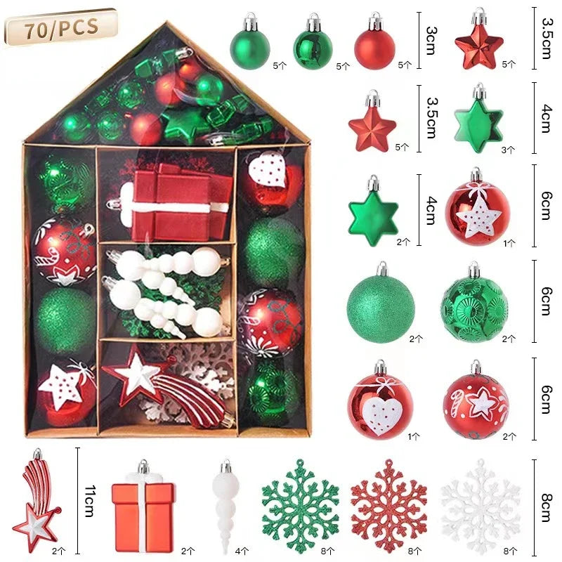 Ornamagic 70-Piece Pack of Colored Christmas Ball Ornaments