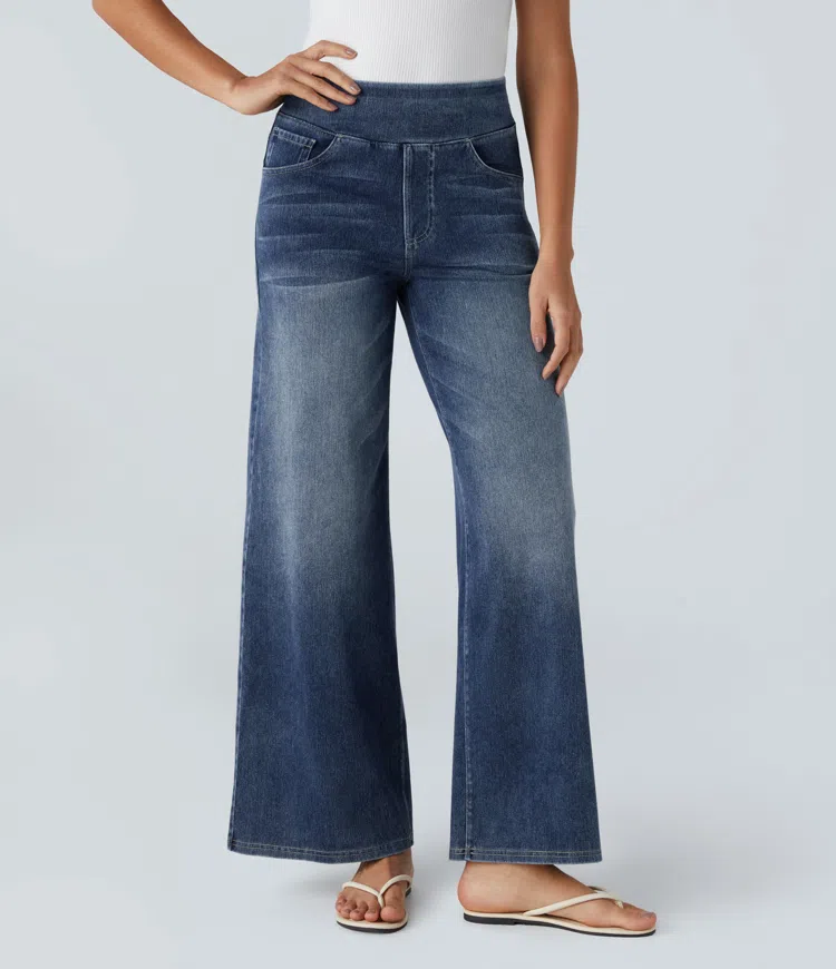 Quinn Super Stretch High-Waisted Wide Leg Jeans