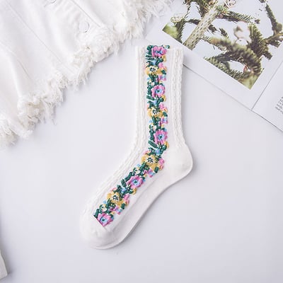 Retroses™ Vintage Embroidered Floral Socks | 5 PAIRS