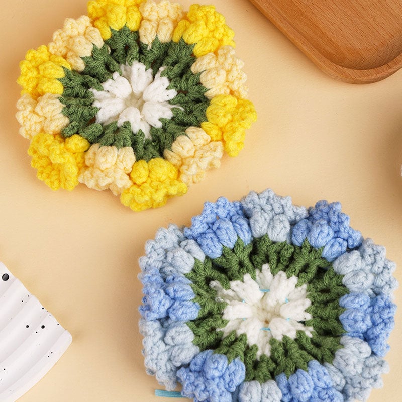 Craftyarn Crochet Kit for Beginners – Complete DIY Kit for 4 Floral Cup Coasters