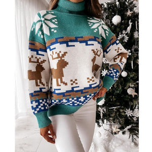 Christmas Turtleneck Powder With Moose Motif | HOLIDAY SALE