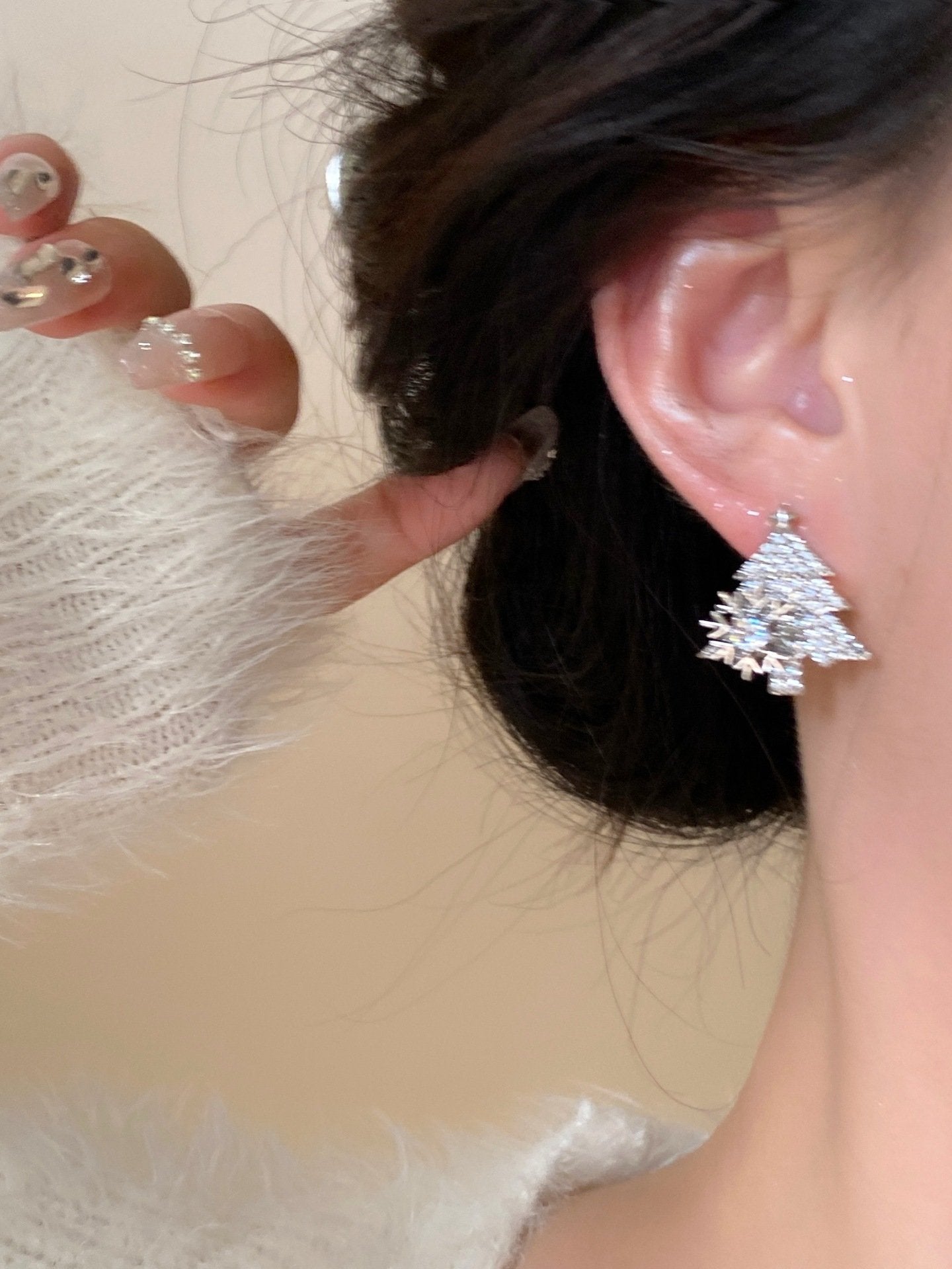 Snowear Rotatable Snowflake Christmas Tree Earrings