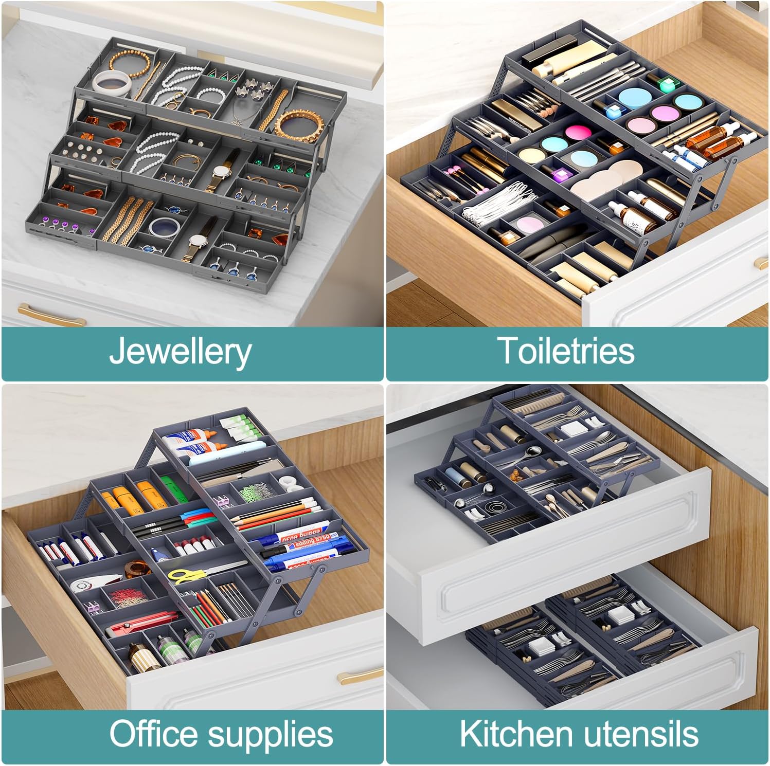 Sortee 2/3 Tier Multi-Tier Smart Drawer Organizer