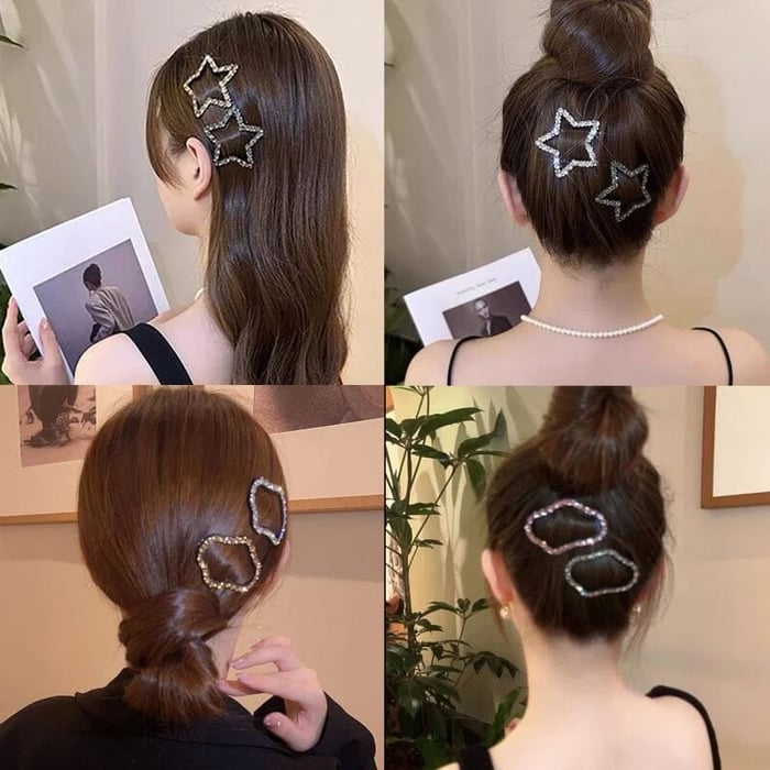 Glamclips Rhinestone Snap Hair Clips Set of 4 PCS