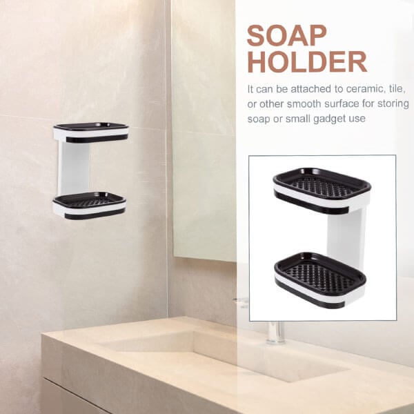 Drainow Adhesive Wall-Mounted Double Drain Soap Box