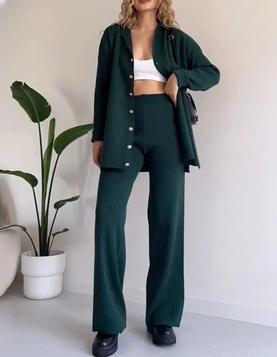 Chloe Solid Two Piece Loungewear Set