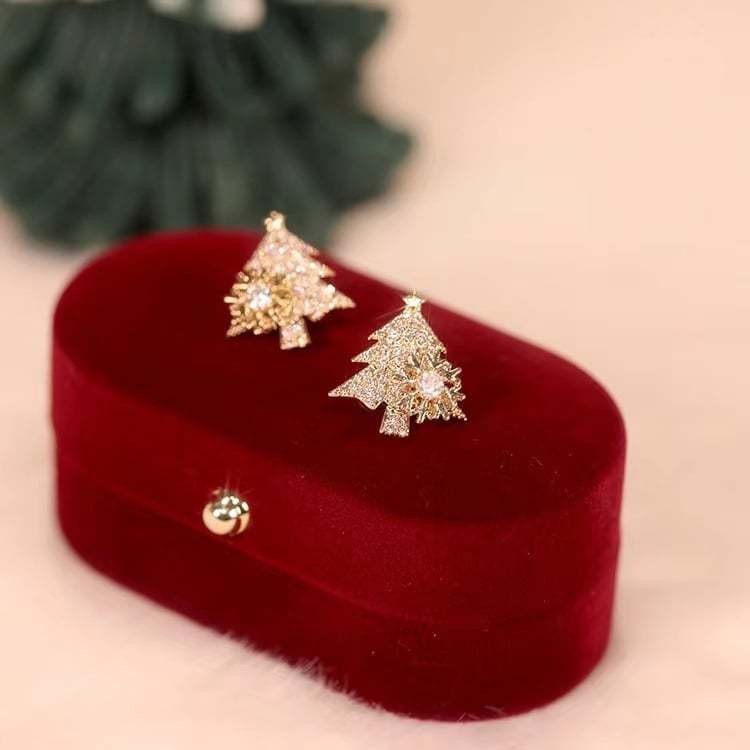 Snowear Rotatable Snowflake Christmas Tree Earrings