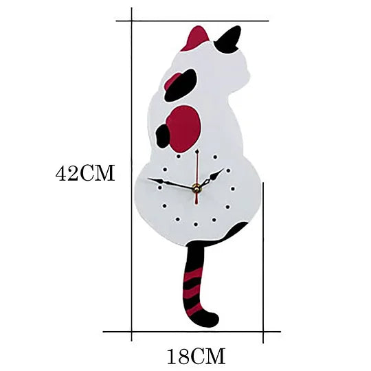 Cattime Nordic Cat Tail Wagging Wall Clock