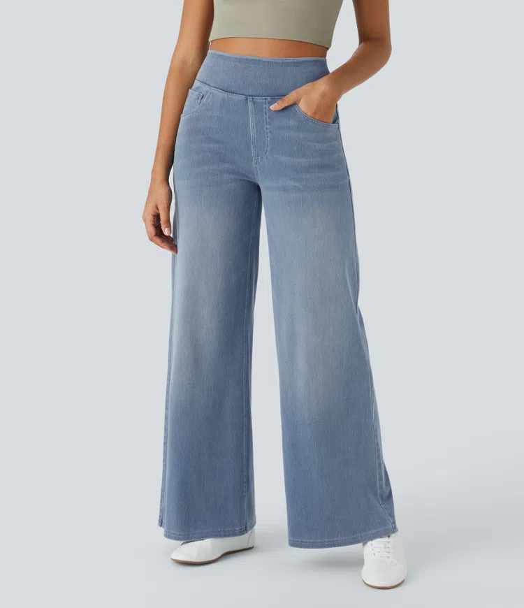 Quinn Super Stretch High-Waisted Wide Leg Jeans