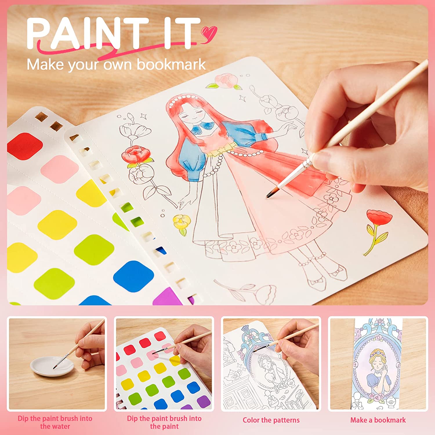 Princess Art Adventure 3-in-1 Drawing Book with Watercolors, Stickers, and Poking