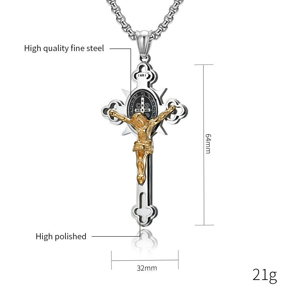 ST. Benedict Protection Cross Pendant Necklace