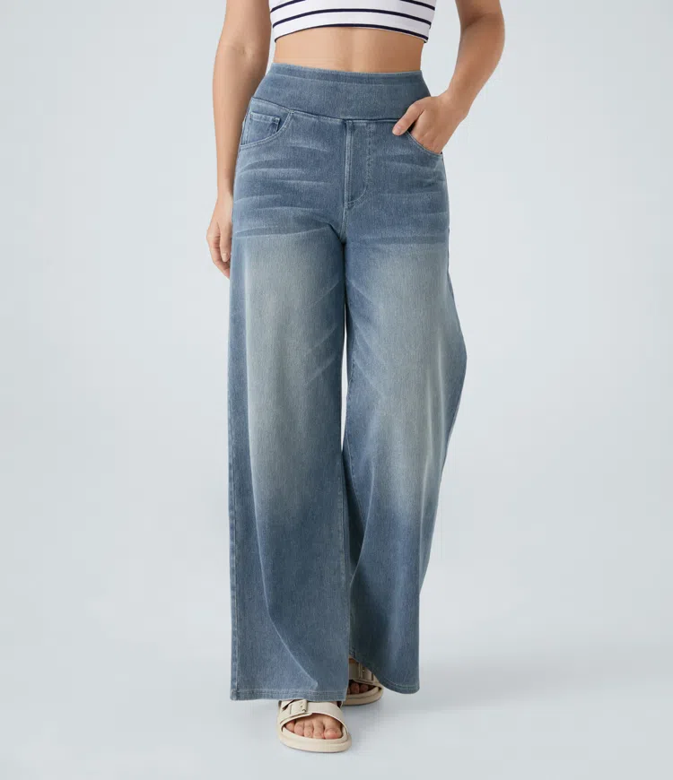 Quinn Super Stretch High-Waisted Wide Leg Jeans