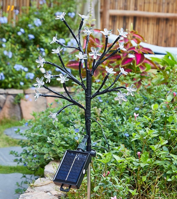 Yardazzle 26-Inch Outdoor Waterproof Multicolor Cherry Blossom Solar Garden Lights - Duo Pack