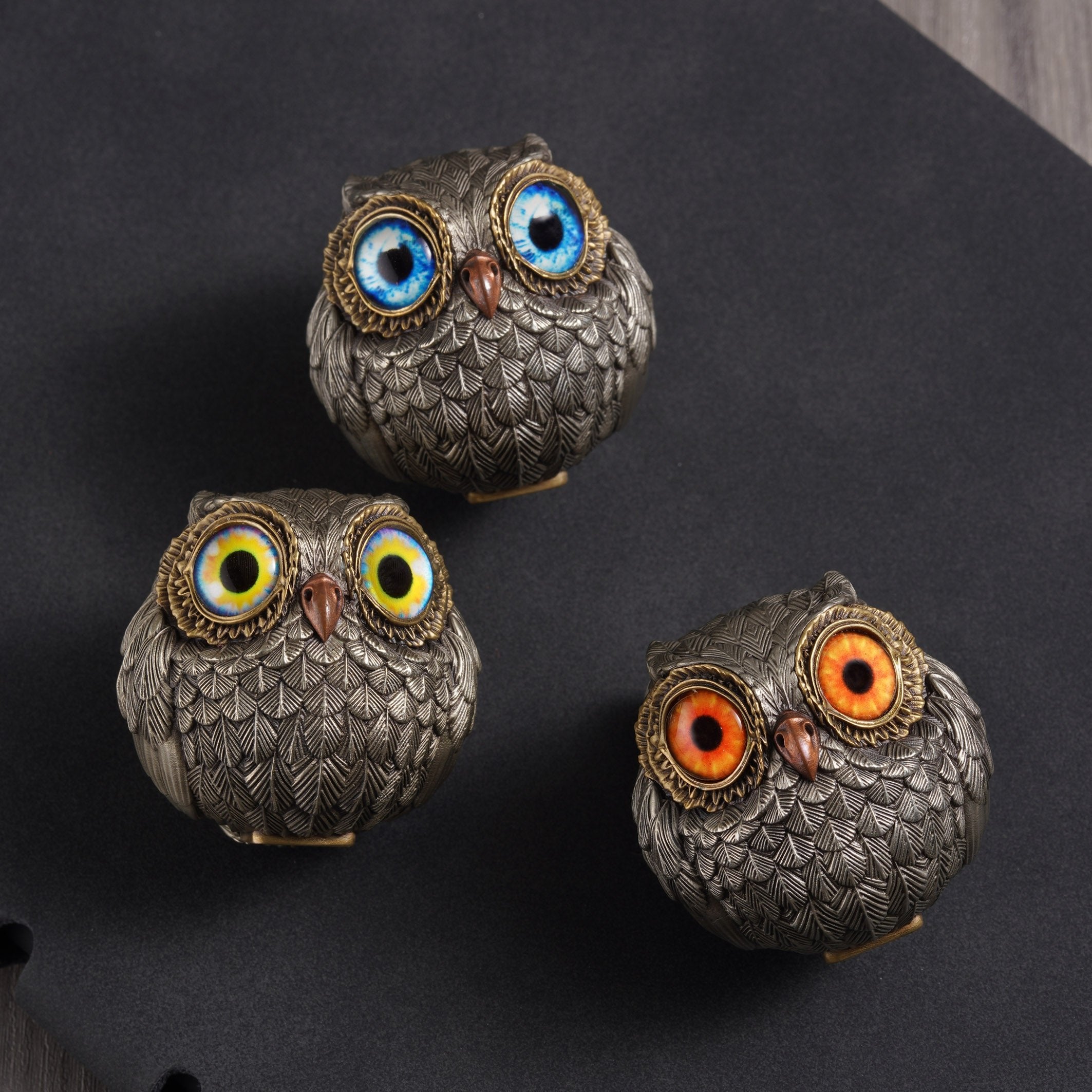 Hootie Bronze Lucky Owl Guardian Figurine | Set of 3 PCS