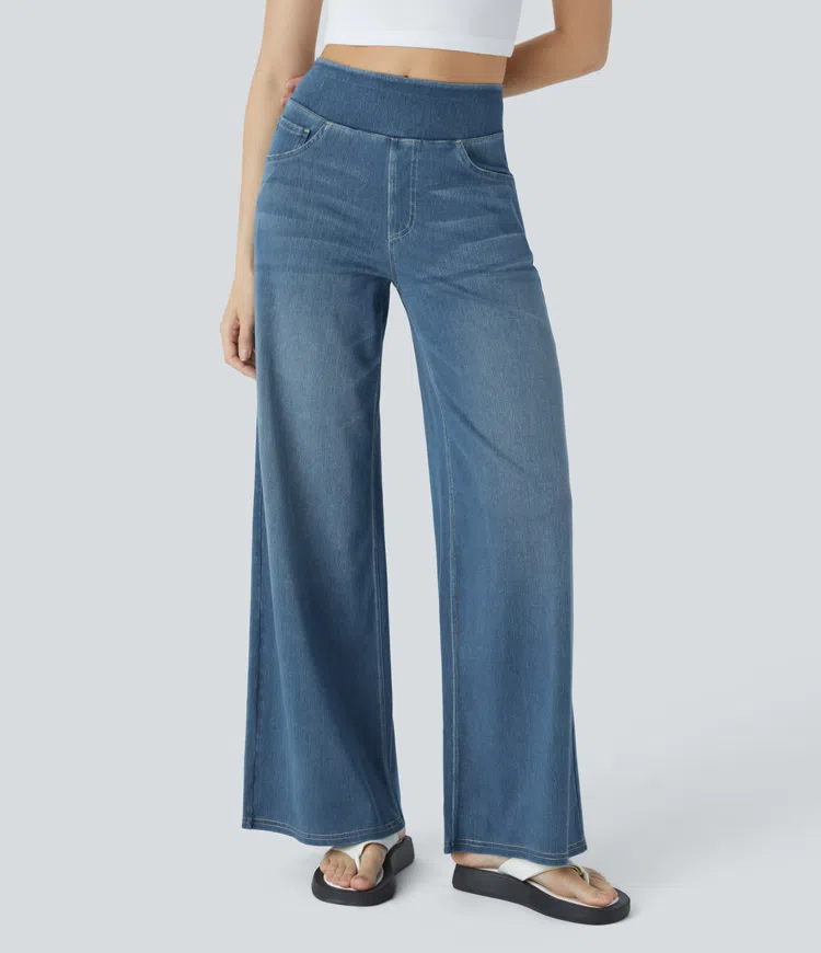 Quinn Super Stretch High-Waisted Wide Leg Jeans