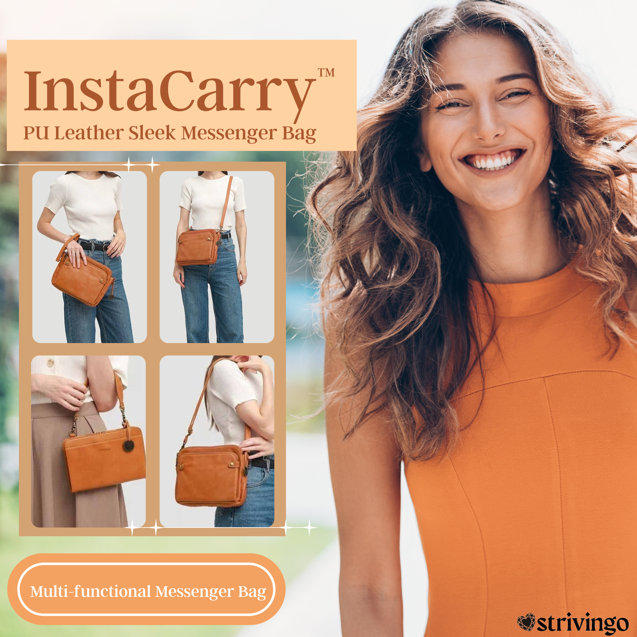 InstaCarry™ PU Leather Sleek Messenger Bag