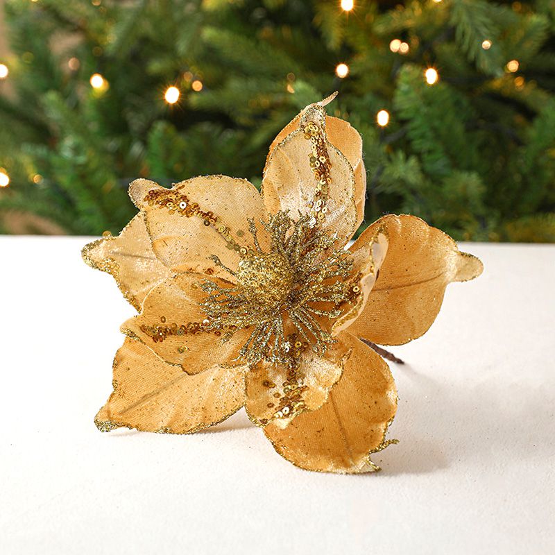 Glimmera Set of 5 Glitter Christmas Stunning Artificial Flowers