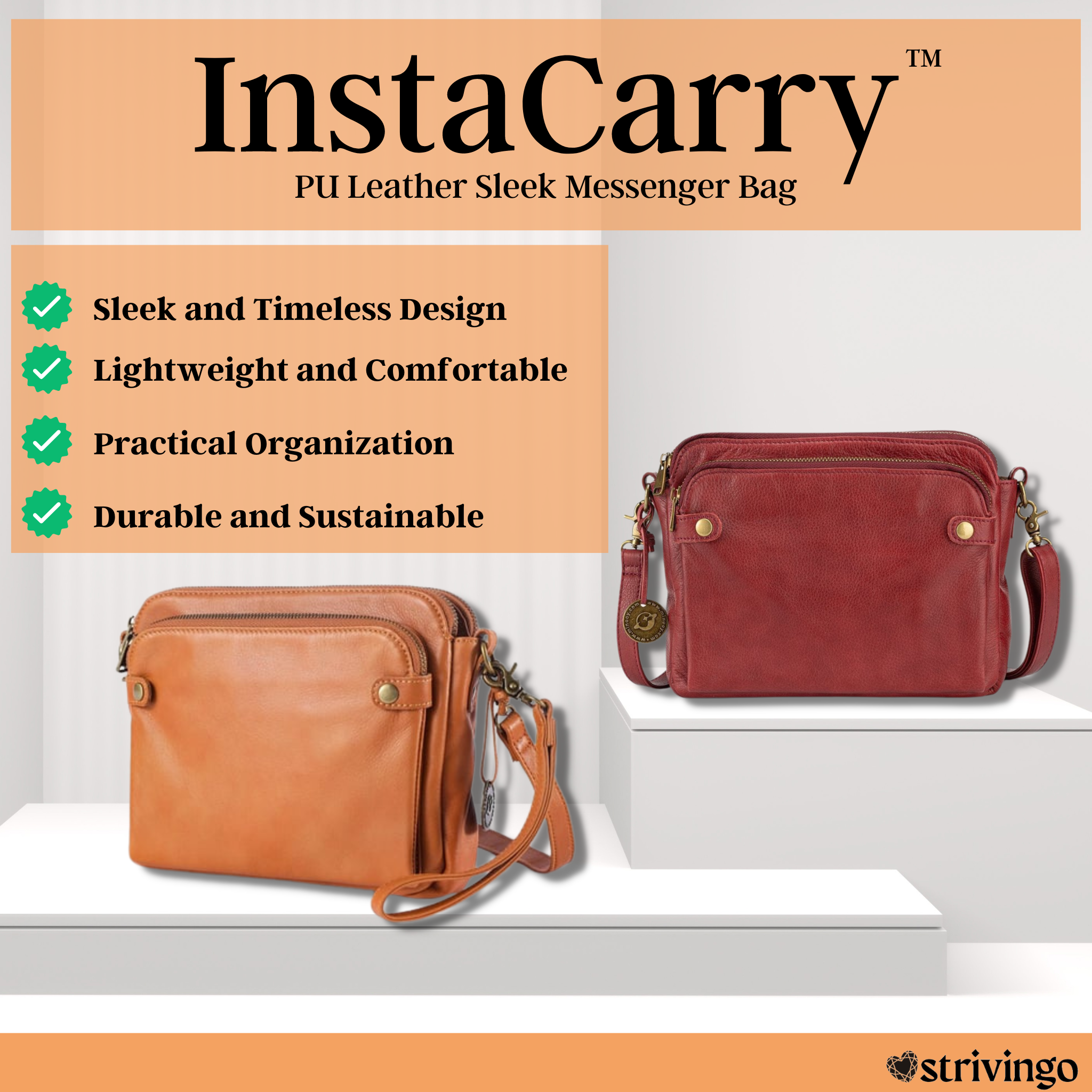 InstaCarry™ PU Leather Sleek Messenger Bag