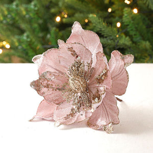 Glimmera Set of 5 Glitter Christmas Stunning Artificial Flowers