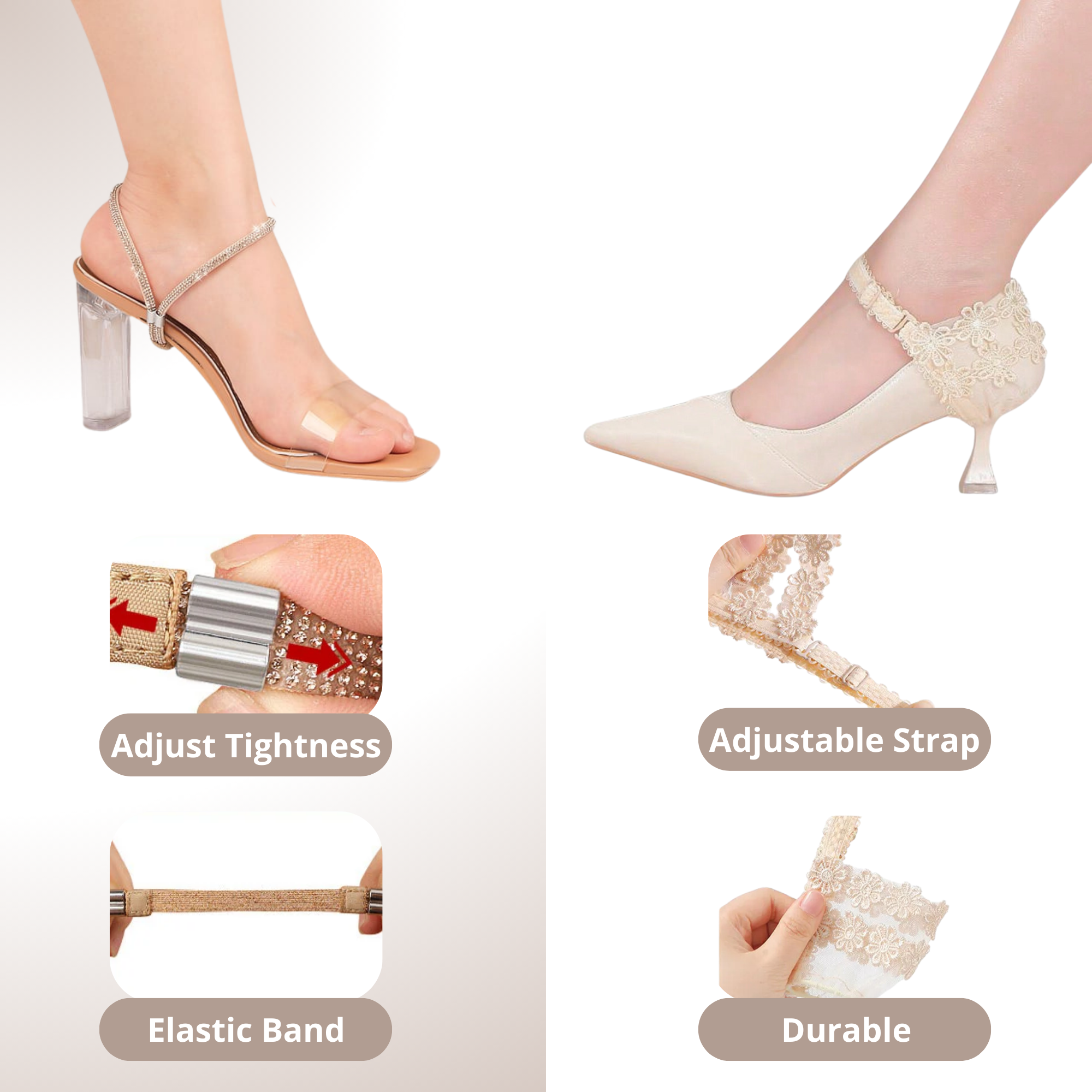 Lacenglam Elastic High Heels Shoe Straps | 1 PAIR