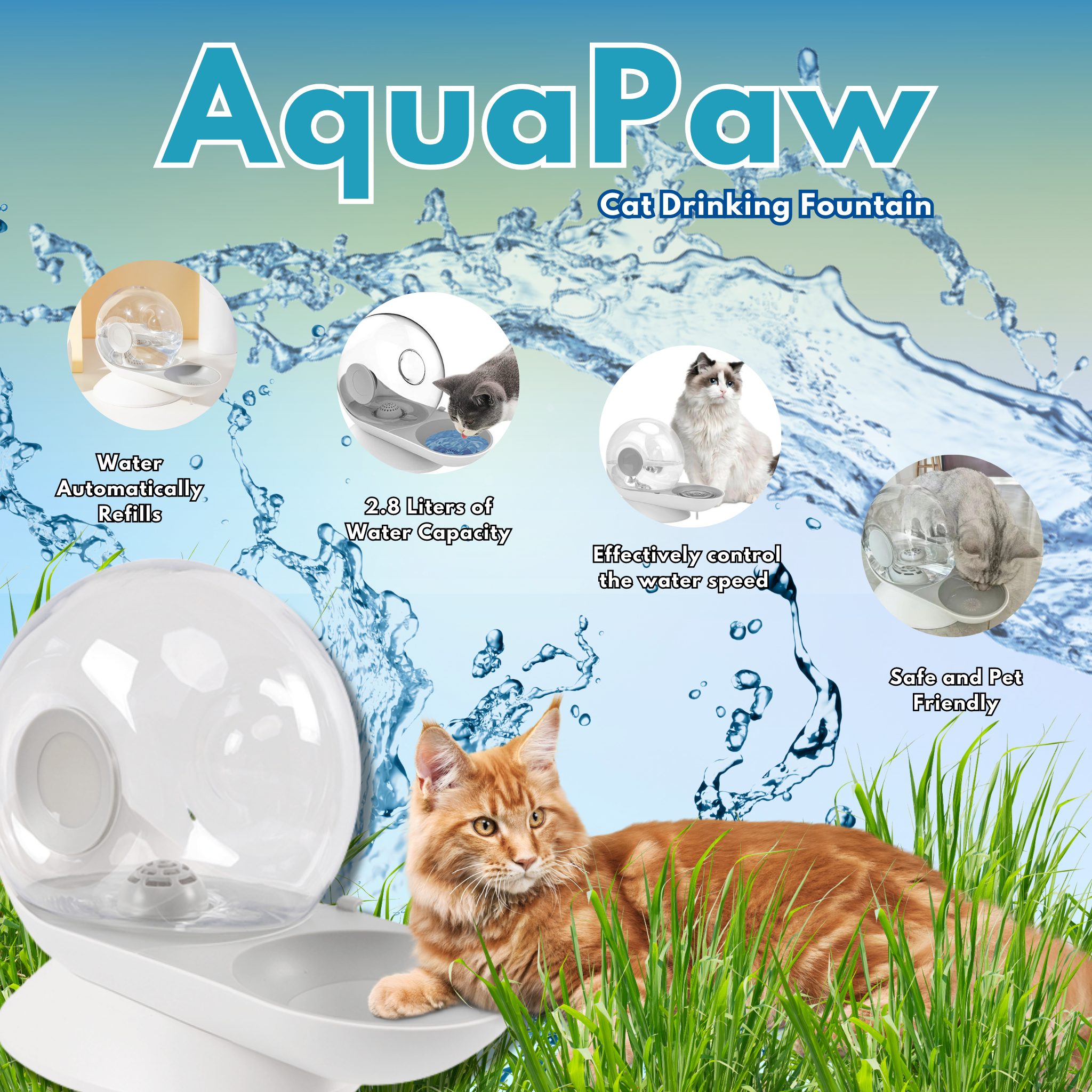 AquaPaw™ Cat Drinking Fountain