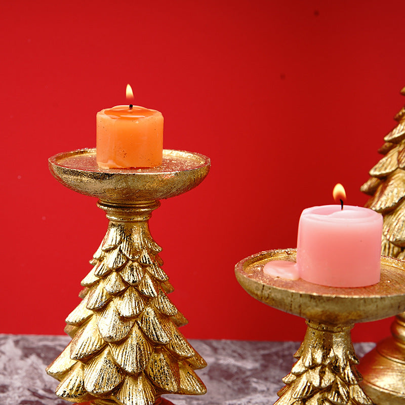 Vintree Vintage Christmas Tree Candlestick Holders - Set of 3