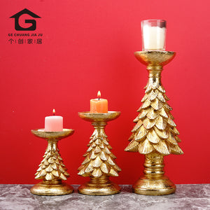 Vintree Vintage Christmas Tree Candlestick Holders - Set of 3