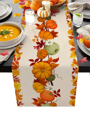 Fallane Autumn Maple Leaves Pumpkin Table Runner